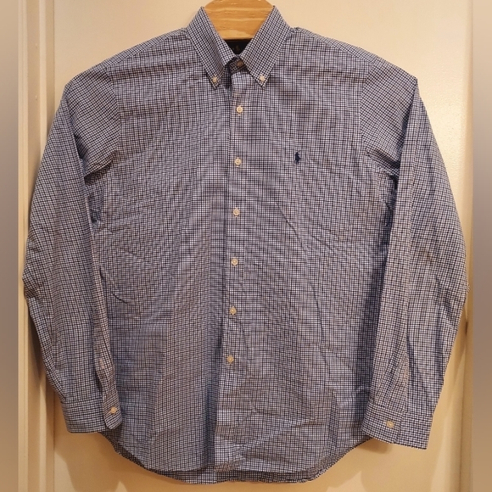 Ralph Lauren Men's Large Button Down Long Sleeve Shirt‎ in Blue & White